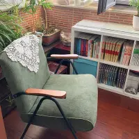 在飛比找Yahoo!奇摩拍賣優惠-美式綠色鐵藝單人沙發椅復古輕奢極簡懶人沙發客廳臥室陽臺休閑椅
