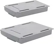 KICHOUSE 2pcs Under Desk Drawer Organizer Sturdy Plastic Storage for Office Supplies Household Items Easy Installation No Damage Design Grey