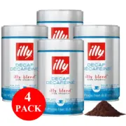 4 x illy Decaf Ground Coffee 250g