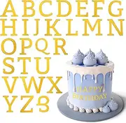Acrylic Alphabet Cake Topper, Gold Cake Letters Decoration DIY Personalized Name Cupcake Toppers with A-Z Letter Set for Baby Shower Birthday Party Wedding Graduation Cake Decoration (Gold Uppercase)