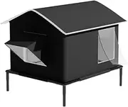 Whtkoph Outdoor Cat House Increased Feet Weatherproof Windproof Nest, Closed Pet Tent Cat Protection for Parking Garage, Veranda