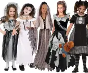 Zombie Girls Costume Gothic Bride Fancy Dress Outfit Halloween Kids Rag Doll