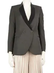 Grey Contrast Lapel Blazer