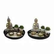 Decorative Figure Dkd Home Decor 26 x 26 x 18 Cm Oriental Garden 2 Units