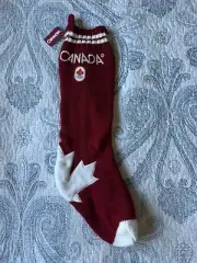 Hudson Bay Co. Canada Olympic Large Christmas Stocking Maple Leaf NEW
