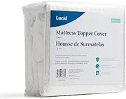Lucid 2 Inch Mattress Topper Cover King – Cover for Mattress Topper - Mattress Topper Cover with Zipper – Twin Mattress Cover - Cover Only, White