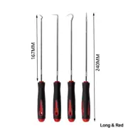 Pick and Hook Probe Tool Set (4 Tools) - Red Soft Handle Grip - 240mm long