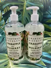 2 x Crabtree & Evelyn Crabapple & Mulberry 500ml Liquid Soap hand wash NEW