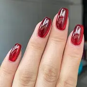 [Kaichen] Simplicity Press On Nails, Red Cat Eye Press On Nails Short, Includes 24 Nails, 24 Adhesive Tabs, 1 Manicure Stick, 1 Mini File
