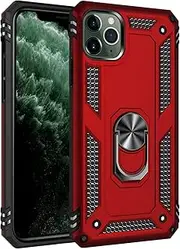 Cavor for iPhone 11 Pro Max Case (6.5") TPU Case PC Bumper 360° Rotation Ring Holder Kickstand Back Cover [Work with Magnetic Car Mount] Shockproof Protective Cover-Red
