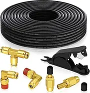 Air Line Service Replacement Kit for Air Bags Suspension,1/4" Air Line 32.8 FT PA Hose Tubing,1/4" Union Tee Elbow DOT Air Push To Connect Fittings, Schrader Valve (1/4”)