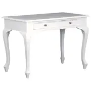 STEWART SOLID MAHOGANY WRITING DESK HOME OFFICE DESK CONSOLE 2-DRAWERS WHITE