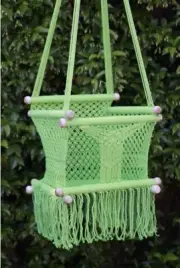 Luxury macrame baby chair / swing GREEN - Handmade in Central America