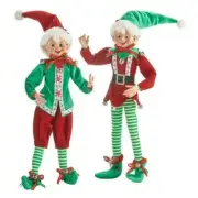 RAZ 16" Posable Elves - Set of 2 Festive Colorful Elves NEW #4002226 (FREE SHIP)