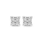 9ct Two Tone Gold Diamond Square Look Stud Earrings