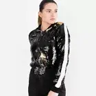 Hard Rock Guitar Co. Bomber Jacket Sz S Reversible Black & Gold Sequins Casual