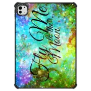 iPad Pro 11-inch (M4) iPad Impact Case FLY ME TO THE MOON, REVISITED - Bold Space Galaxy Romantic Typography Lyrics Colorful Blue Green Teal Galactic Cosmic Romance Abstract Painting