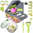Vegetable Chopper Slicer 16-in-1 with Spice Chopper Set 7 Blades Veggie Dicer...