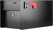 Ganiude Post Mount Mailbox with Key Lock, Large Capacity Mailboxes for Outside, Anti-Theft Locking Weatherproof Modern Black Mail Box - Durable & Secure Design for Outdoor Use, 21"D X 11.2"H X 10.8"W