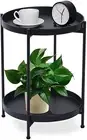 Folding End Table 2-Tier Metal Round Side Table with Removable Tray