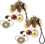2 Pieces Lucky Wind Chimes Feng Shui Wind Bell 3 Bells Hanging Bell Chimes for Good Luck Home Garden Patio Hanging Decoration