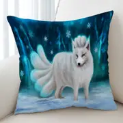 Beautiful White Snow Arctic Fox Cushion Cover