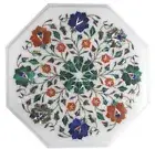 2'x2' Marble Console Center Table Top Malachite Floral Inlay Hallway Decor