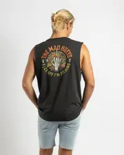 [The Mad Hueys] The Mad Hueys Men's Fk Off Im Fishing Muscle Tank Top in Vintage Black Size Medium M Vintage Black