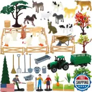 ONEST 49 Pieces Mini Farm Animal Figurines Playset Hand Painted Tiny Farm Ani