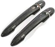 Carbon Fiber Car Door Handle Cover Accessories Fit for Renault Fit for Clio IV Clio 4 Fit for Lutecia 2012 2013 2014 2015 2016 2017 2018 2019 Outer Door Handle(2Dr no Key 1 Button)