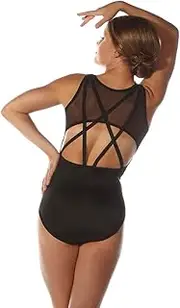 [Alexandra Collection] Alexandra Costumes V-Neck Mesh Keyhole Leotard for Women