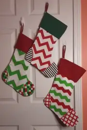 NEW Set of 3 Colorful Geometric Print Canvas Christmas Stockings