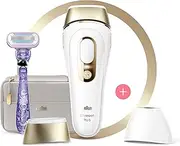 Braun IPL Hair Removal for Women and Men, Silk Expert Pro 5 PL5157, Body & Face, at-Home Permanent Reduction, Alternative to Salon Laser Hair Removal, with Venus Razor, Pouch, White/Gold