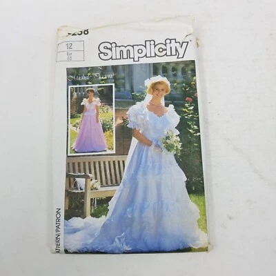 Vintage Simplicity 7258 Sewing Pattern Michele Piccione Maxi Wedding Dress sz 12