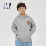 GAP 男童裝 GAP X WARNER BROS聯名 兔八哥LOGO帽T-淺灰色(521601)