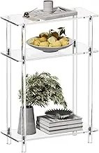 HMYHUM Acrylic Narrow Side Table for Small Spaces, 7" Wide Skinny Nightstand/Bedside Table for Bedroom, Slim Small End Table, 3 Tier, 15.7" L x 22.9" H, Clear