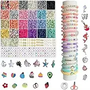 CasaTena Coloful Clay Beads for Bracelets Making Kit 6mm Clay Beads 4800 Pcs Jewelry Making Kit