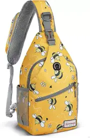 ZOMAKE Sling Bag for Women Men:Small Crossbody Backpack - Bee Yellow