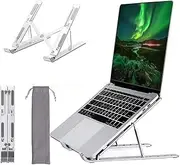 Dyazo 6 Angles Adjustable Aluminum Ergonomic Foldable Portable Tabletop Laptop/Desktop Riser Stand Holder Compatible for MacBook, HP, Dell, Lenovo & All Other Notebook (Silver)