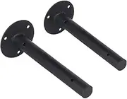 Metal Shelf Bracket Heavy Duty Wall Mounted Scaffold Board Floating Bracket Round Pipe Support (Color : Black, Size : 20CM)