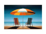 Modern Umbrella Chair Art Painting Canvas Print