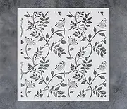 GSS Designs 12x12Inch Trailing Leaf Pattern Wall Stencil for Painting Botanical Leaves DIY Home Decor Stencils Stencils for Painting on Walls Wood Furniture Crafts, Milky White