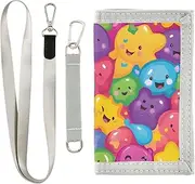 [Yoogain] Cute Cartoon Colorful Bubbles wallet slim for woman pop wallet slim with lanyard, cute cartoon colorful bubbles, 1 size, Fashion
