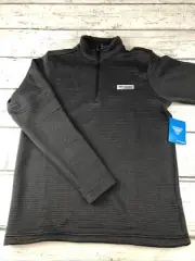 New Columbia PFG Mens Bonefish Quarter Zip Ribbed Pullover Gray Size Small NWT
