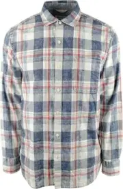 Tommy Bahama Men's Hazy Days Plaid Long Sleeves Shirt, Indigo, Size Medium