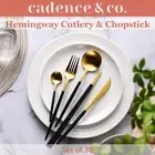 Cadence & Co Hemingway 30Pcs Cutlery & Chopstick Set Matte Dining Set Black/Gold