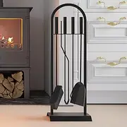Kingson Classic Black 5 Piece Fireplace Companion Set 23 x 14 x 68 cm Fireplace Accessories Elegant Fireplace Tool Set