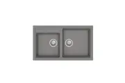 CARYSIL Vivaldi N200 Granite Kitchen Sink - 860 x 500mm Double Bowl - Concrete Grey - Top/Under Mount