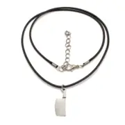 Butcher Knife Cleaver Charm Pendant Necklace Silver Color 18" Black Leather Cord