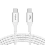 Belkin BoostCharge USB-C to USB-C Cable 2M - White (CAB015bt2MWH) 240W, 480Mbps